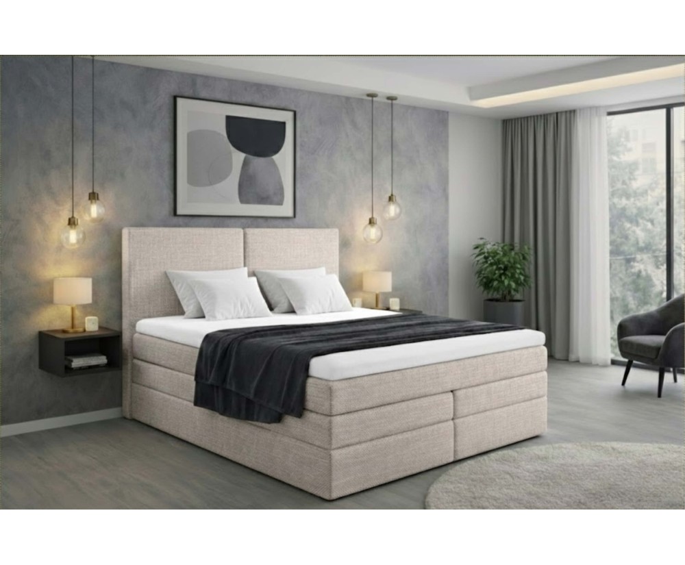 Kontinentalbett 180x200 cm, Boxspringbett mit hohem Kopfteil, 2 Matratzen, MAGNUS 13B
