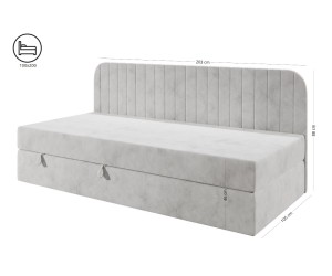 VERSANDBEREIT! Einzelbett 100x200 cm für Jugendzimmer mit Bonellfederkernmatratze und Bettkasten, Riviera 82 grau, MACIUS