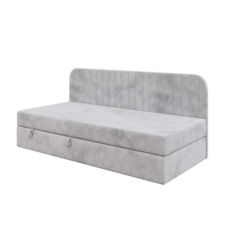 VERSANDBEREIT! Einzelbett 100x200 cm für Jugendzimmer mit Bonellfederkernmatratze und Bettkasten, Riviera 82 grau, MACIUS