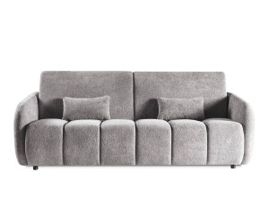 3-Sitzer Schlafsofa ausklappbar, Couch mit Schlaffunktion und Bettkasten, hellgrauer Bouclé-Stoff, LINARO W2