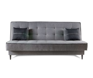 Graue Couch mit Schlaffunktion und Bettkasten, Bonellfederkern, Klick-Klack, LINARO W1
