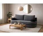 Graues Sofa mit abgerundeter Optik und Bettkasten, LINARO K2