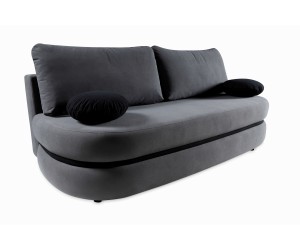 Graues Sofa mit abgerundeter Optik und Bettkasten, LINARO K2