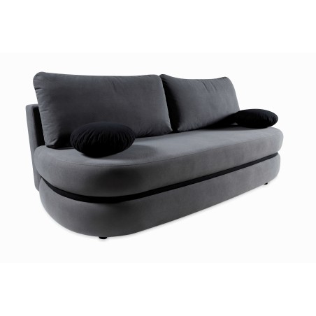 Graues Sofa mit abgerundeter Optik und Bettkasten, LINARO K2
