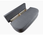 Graues Sofa mit abgerundeter Optik und Bettkasten, LINARO K2