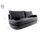 Graues Sofa mit abgerundeter Optik und Bettkasten, LINARO K2