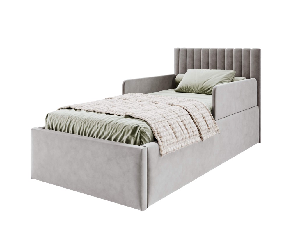 Einzelbett 90x200 cm für Senioren mit verstellbarem Lattenrost per Fernbedienung, 2x RAUSFSALLSCHUTZ, BARTEK SEB
