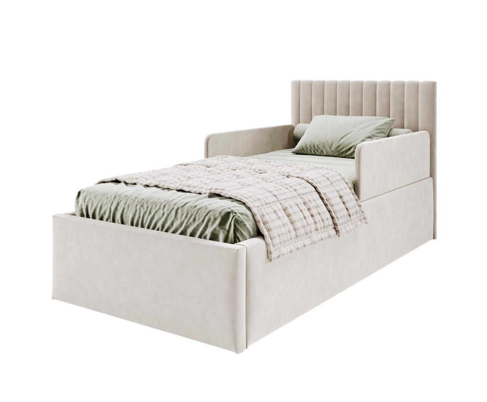 Einzelbett 90x200 cm für Senioren mit verstellbarem Lattenrost per Fernbedienung, 2x RAUSFSALLSCHUTZ, BARTEK SEB