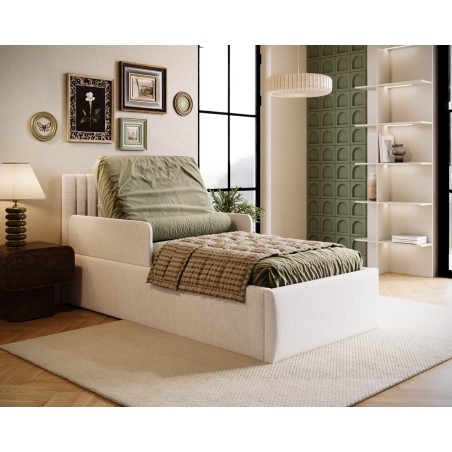 Einzelbett 90x200 cm für Senioren mit verstellbarem Lattenrost per Fernbedienung, 2x RAUSFSALLSCHUTZ, BARTEK SEB