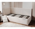 VERSANDBEREIT! Seniorenbett 100x200 cm LINKS mit manuell verstellbarem Lattenrost, Riviera 21 hellbeige CARLOS SR