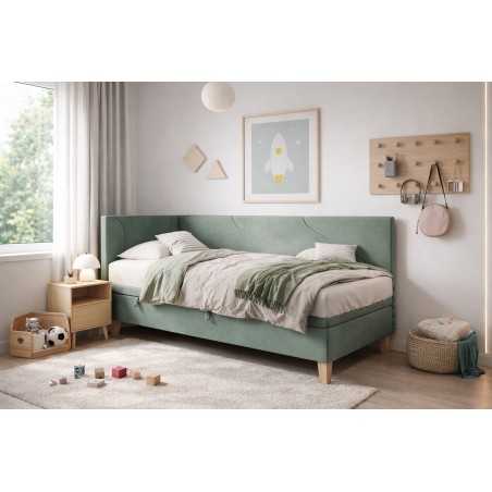 Polsterbett 80x200 cm, Jugendbett mit Bettkasten, NEPTUN 1R