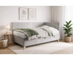 Jugendbett 90x200 cm, Einzelbett mit Bettkasten, Nähte in Wellenform, NEPTUN 1R