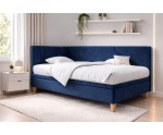 Einzelbett 100x200 cm, Polsterbett mit Bettkasten, Nähte in Wellenform, NEPTUN 1R