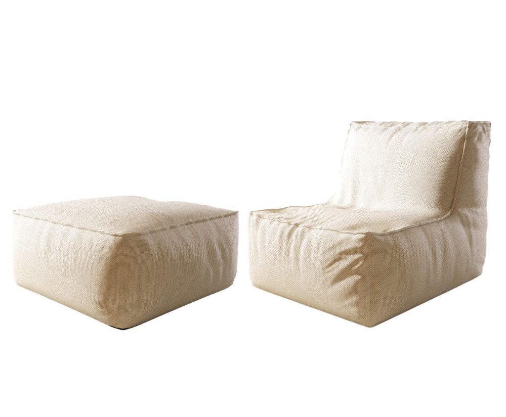 Relaxsessel mit Pouf, bequemes Set für Terrasse, Balkon und Garten, PATIO P1/F1