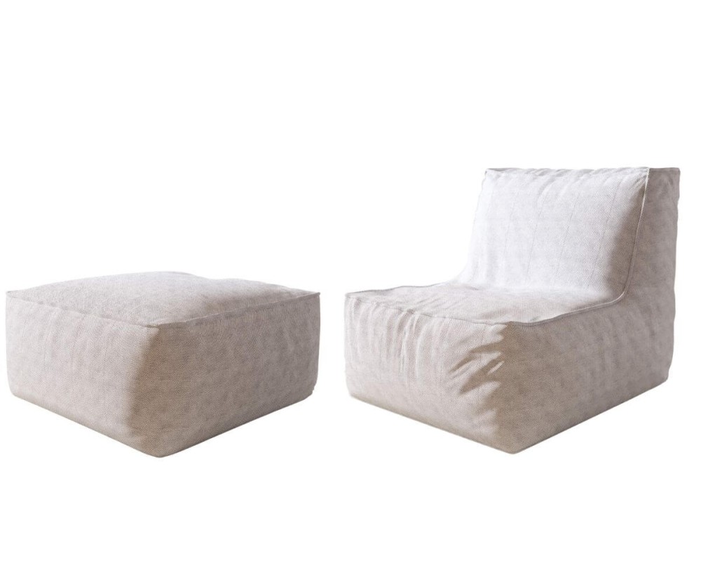 Relaxsessel mit Pouf, bequemes Set für Terrasse, Balkon und Garten, PATIO P1/F1