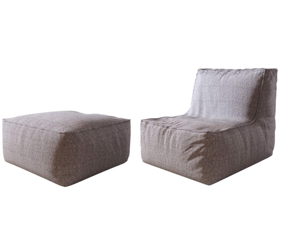 Relaxsessel mit Pouf, bequemes Set für Terrasse, Balkon und Garten, PATIO P1/F1
