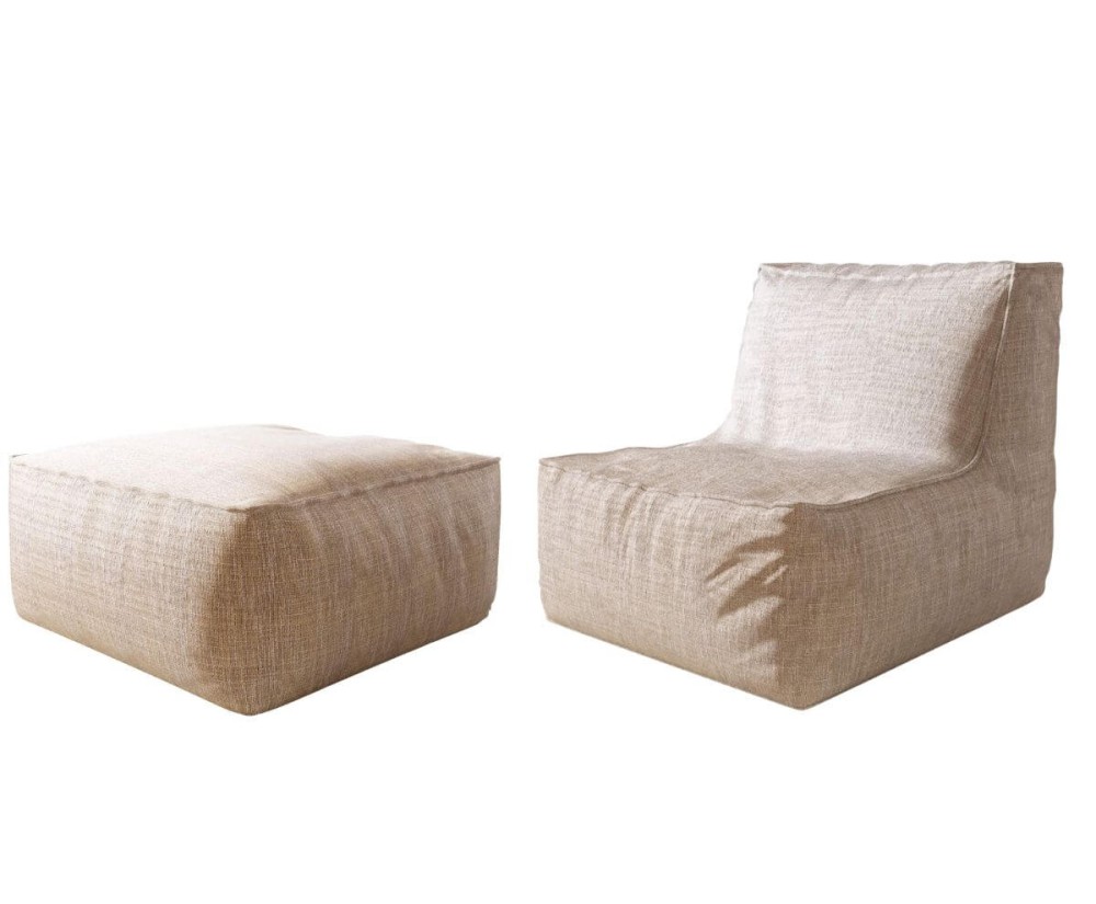 Relaxsessel mit Pouf, bequemes Set für Terrasse, Balkon und Garten, PATIO P1/F1