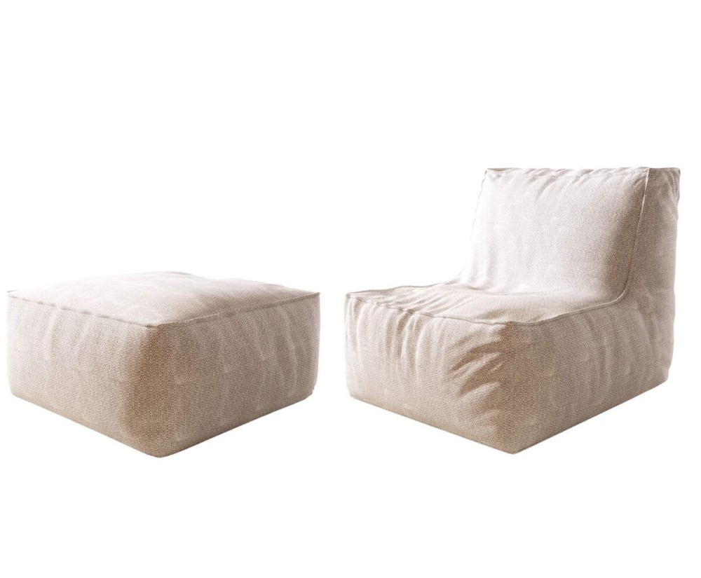 Relaxsessel mit Pouf, bequemes Set für Terrasse, Balkon und Garten, PATIO P1/F1