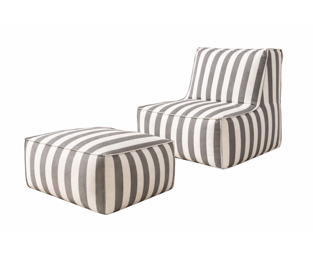 Gartensessel mit Pouf im stylischen Streifen-Design, Outdoor-Set PATIO P1/F1 Gartensessel mit Pouf im stylischen Streifen-Design, Outdoor-Set PATIO P1/F1