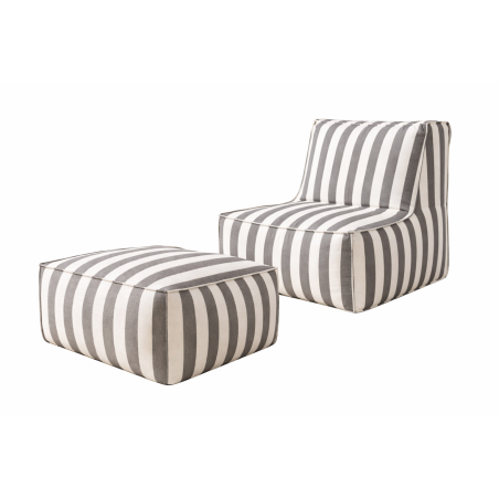 Gartensessel mit Pouf im stylischen Streifen-Design, Outdoor-Set PATIO P1/F1