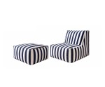 Gartensessel mit Pouf im stylischen Streifen-Design, Outdoor-Set PATIO P1/F1