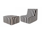 Gartensessel mit Pouf im stylischen Streifen-Design, Outdoor-Set PATIO P1/F1