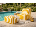 Gartensessel mit Pouf im stylischen Streifen-Design, Outdoor-Set PATIO P1/F1