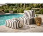 Gartensessel mit Pouf im stylischen Streifen-Design, Outdoor-Set PATIO P1/F1