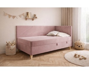 Jugendbett einzeln 80x200 cm mit Bettkasten, Holzfüße, NEPTUN 2M