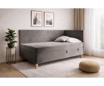 Polsterbett 100x200 cm mit Bettkasten, Holzfüße, Einzelbett NEPTUN 2M