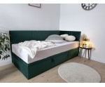 Jugendbett 100x200 cm, Polsterbett, Einzelbett mit Bettkasten, Kopfteil und Seitenblende, SPEED 1R