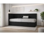 Jugendbett 100x200 cm, Polsterbett, Einzelbett mit Bettkasten, Kopfteil und Seitenblende, SPEED 1R