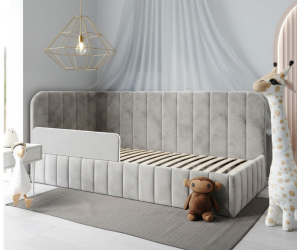 Einzelbett 120x200 cm mit RAUSFALLSCHUTZ, Kinderbett, Bettkasten und Lattenrost, MARIO SM 02B