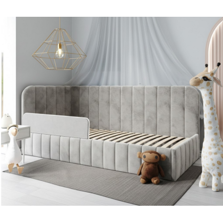 Einzelbett 120x200 cm mit RAUSFALLSCHUTZ, Kinderbett, Bettkasten und Lattenrost, MARIO SM 02B