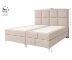 Boxspringbett 200x200 cm, Ehebett für Dachschräge, Hotelbett mit modernem Kopfteil, verchromte Füße, MEROO 4M