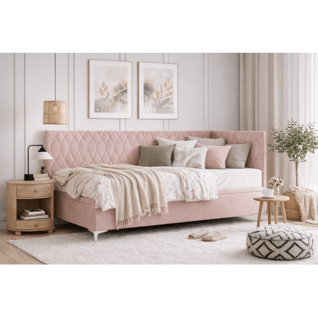 Einzelbett 100x200 cm mit Bettkasten, verchromte Füße, DIANA 1R