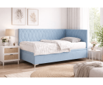 Jugendbett 120x200 cm mit Bettkasten, Kopfteil und Seitenblende, verchromte Füße, DIANA 1R