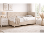 Jugendbett 120x200 cm mit Bettkasten, Kopfteil und Seitenblende, verchromte Füße, DIANA 1R