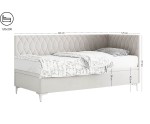 Jugendbett 120x200 cm mit Bettkasten, Kopfteil und Seitenblende, verchromte Füße, DIANA 1R
