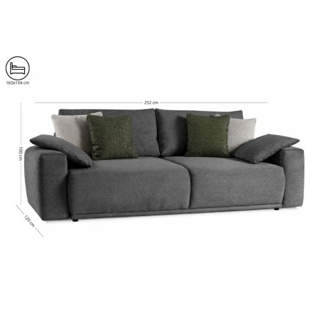 Großes graues Sofa mit Bettkasten und Schlaffunktion, bequemes Wohnzimmer-Sofa LINARO K3
