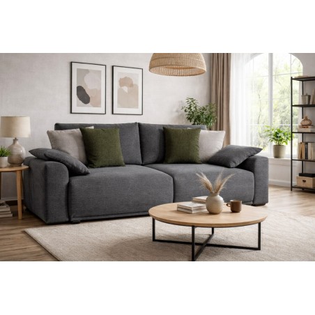 Großes graues Sofa mit Bettkasten und Schlaffunktion, bequemes Wohnzimmer-Sofa LINARO K3