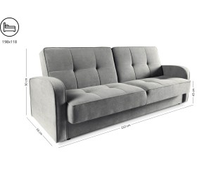 Dunkelgraue Couch mit Schlaffunktion und Bettkasten LINARO W4