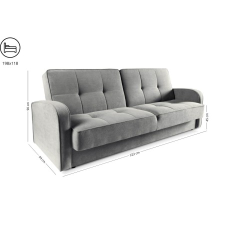 Dunkelgraue Couch mit Schlaffunktion und Bettkasten LINARO W4