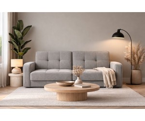 Dunkelgraue Couch mit Schlaffunktion und Bettkasten LINARO W4
