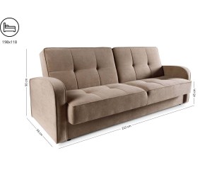 Bequemes Schlafsofa mit Bettkasten, Klick-Klack-System, Couch LINARO W4
