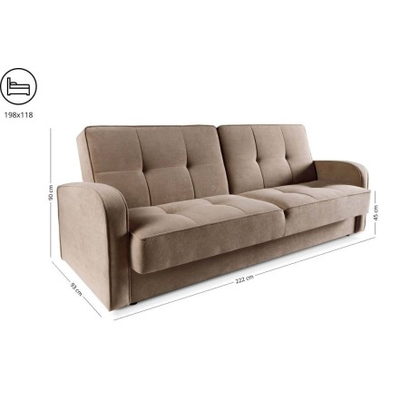 Bequemes Schlafsofa mit Bettkasten, Klick-Klack-System, Couch LINARO W4