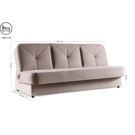 Beiges Schlafsofa mit Schlaffunktion, Klick-Klack-System, bequeme Couch LINARO W5