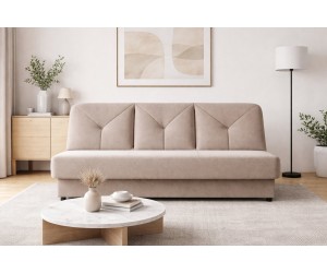 Beiges Schlafsofa mit Schlaffunktion, Klick-Klack-System, bequeme Couch LINARO W5