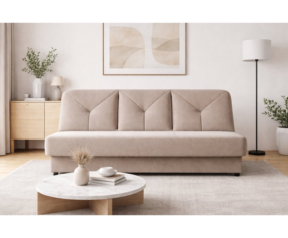 Beiges Schlafsofa mit Schlaffunktion, Klick-Klack-System, bequeme Couch LINARO W5