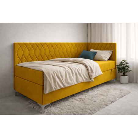 Schickes Polsterbett 100x200 cm mit Bettkasten, verchromte Füße, DIANA 2M